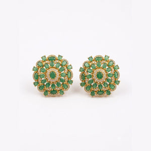 Emerald Flower Studs - view 2