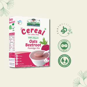 TummyFriendly Foods Certified 100% Organic Oats, Beetroot Porridge Mix , Organic Baby Food for 6 Months Old , Rich in Beta-Glucan, Protein & Fibre, 200g Each, 2 Packs Cereal (400 g, Pack of 2) - EarthBased 