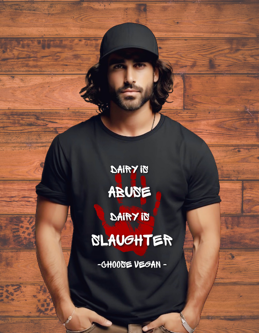 Dairy is abuse, dairy is slaughter (Male) — Earthbased