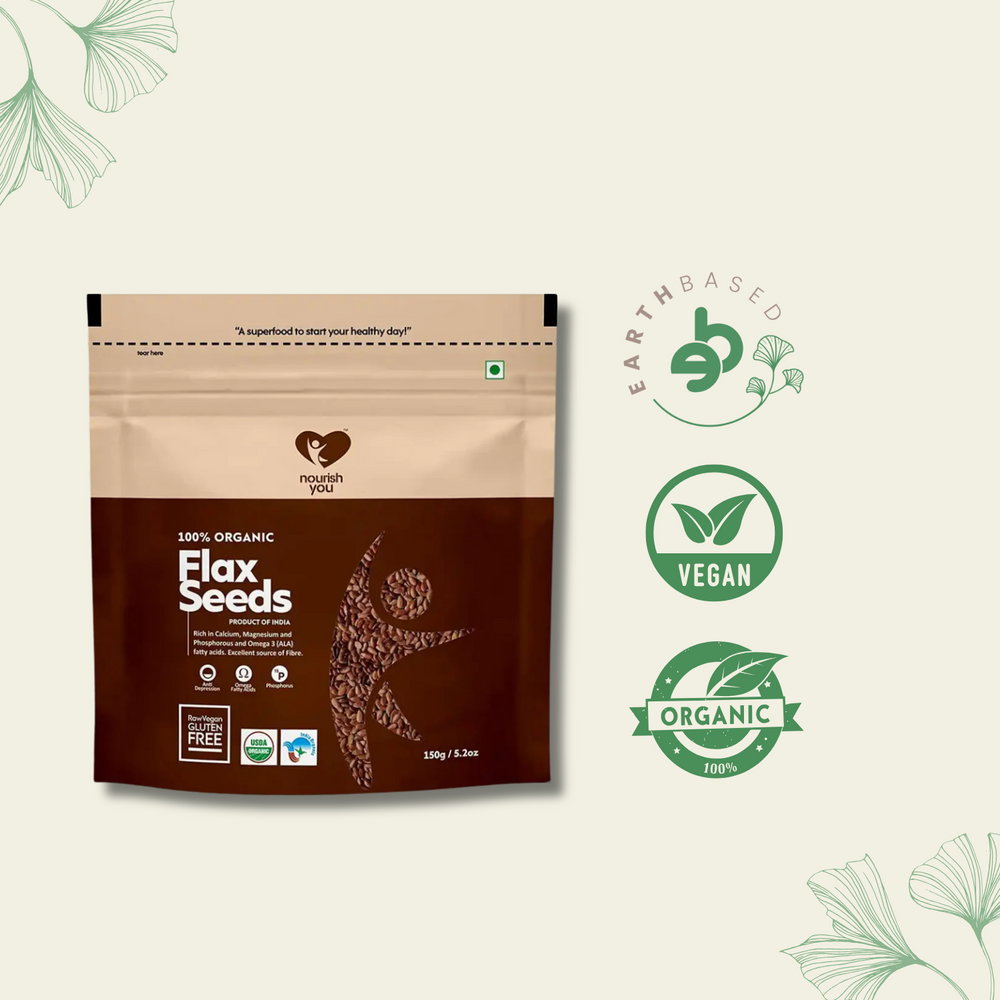 Nourish You ORGANIC RAW FLAX SEEDS 150G | Pack of 5 - EarthBased 