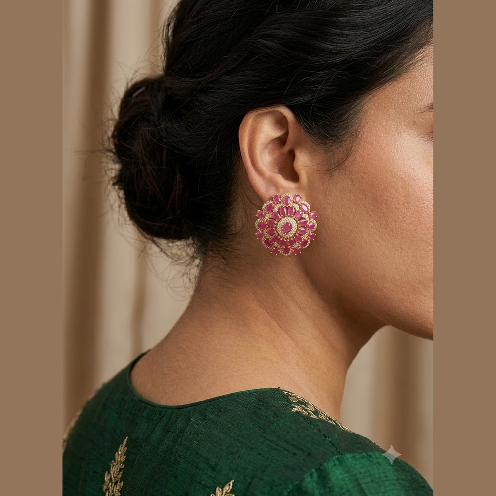 Ruby Flower Studs