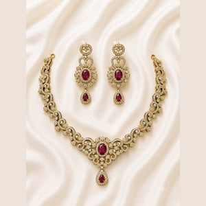 Ruby Flower Necklace Set