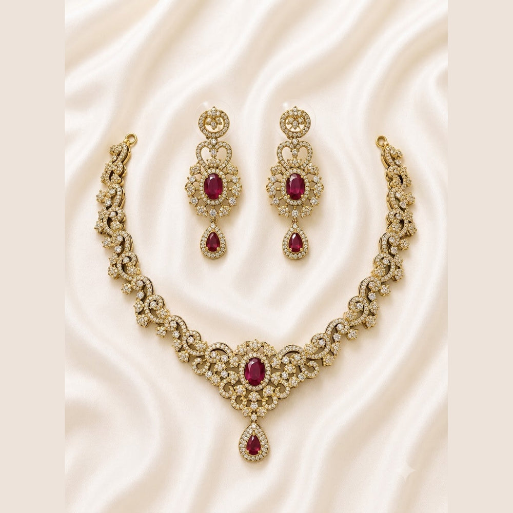 Ruby Flower Necklace Set