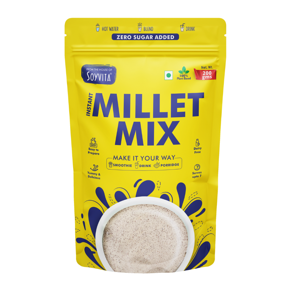 Instant Millet Mix (Zero Sugar Added + Pea Protein) Pack of 2 - EarthBased 