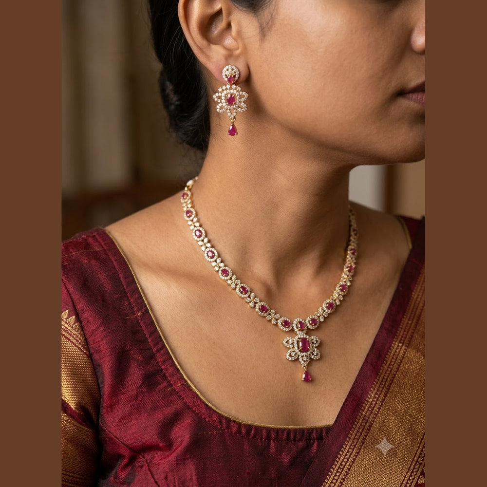 Ruby Sparkle Necklace Set