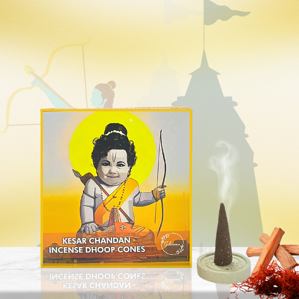 Kesar Chandan Dhoop Cones| Made from Cow Dung | Ayodhya Collection | Gulessence | Pack of 2 - EarthBased 