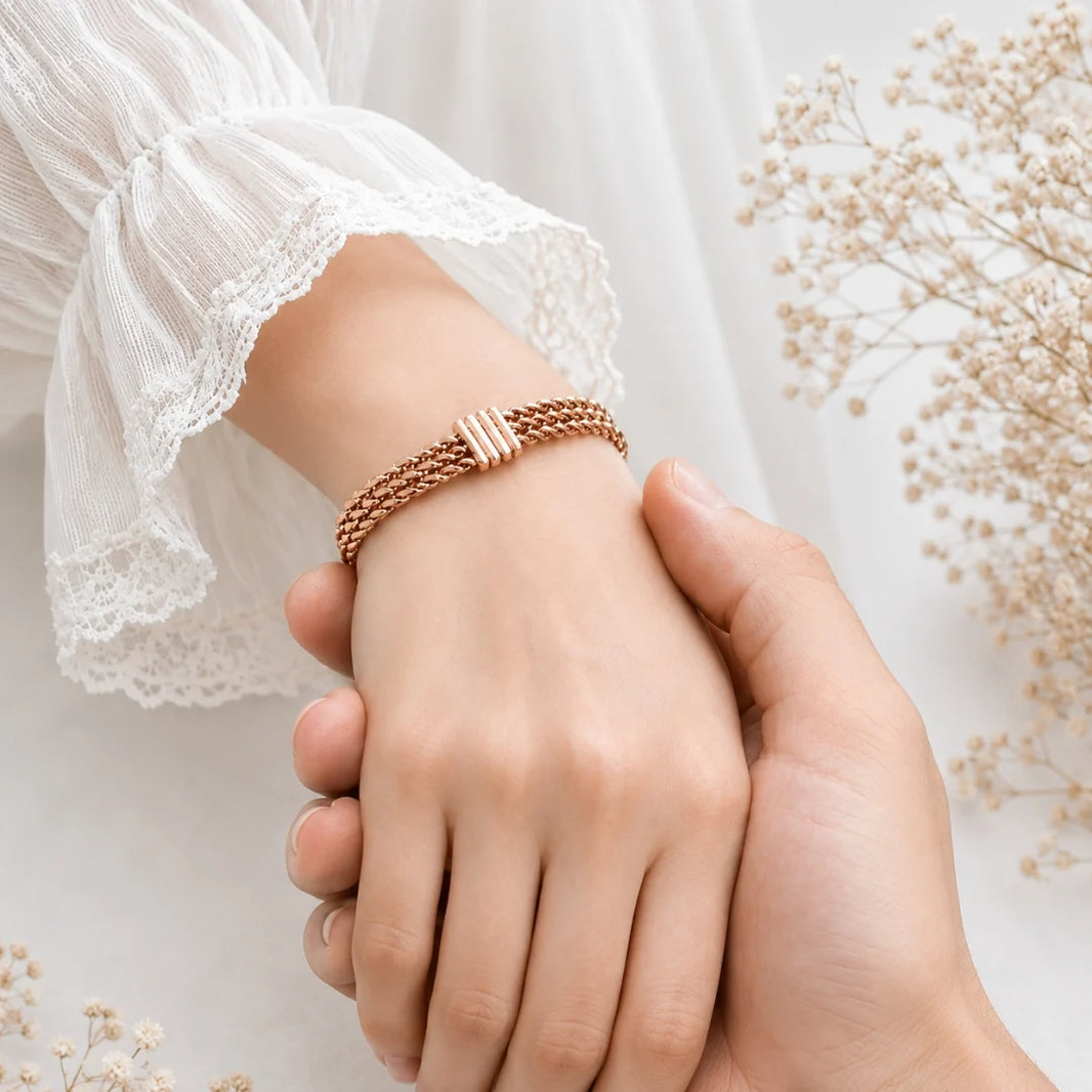 Three-Rope Copper Kada for Women – Ayurvedic Copper Bracelet