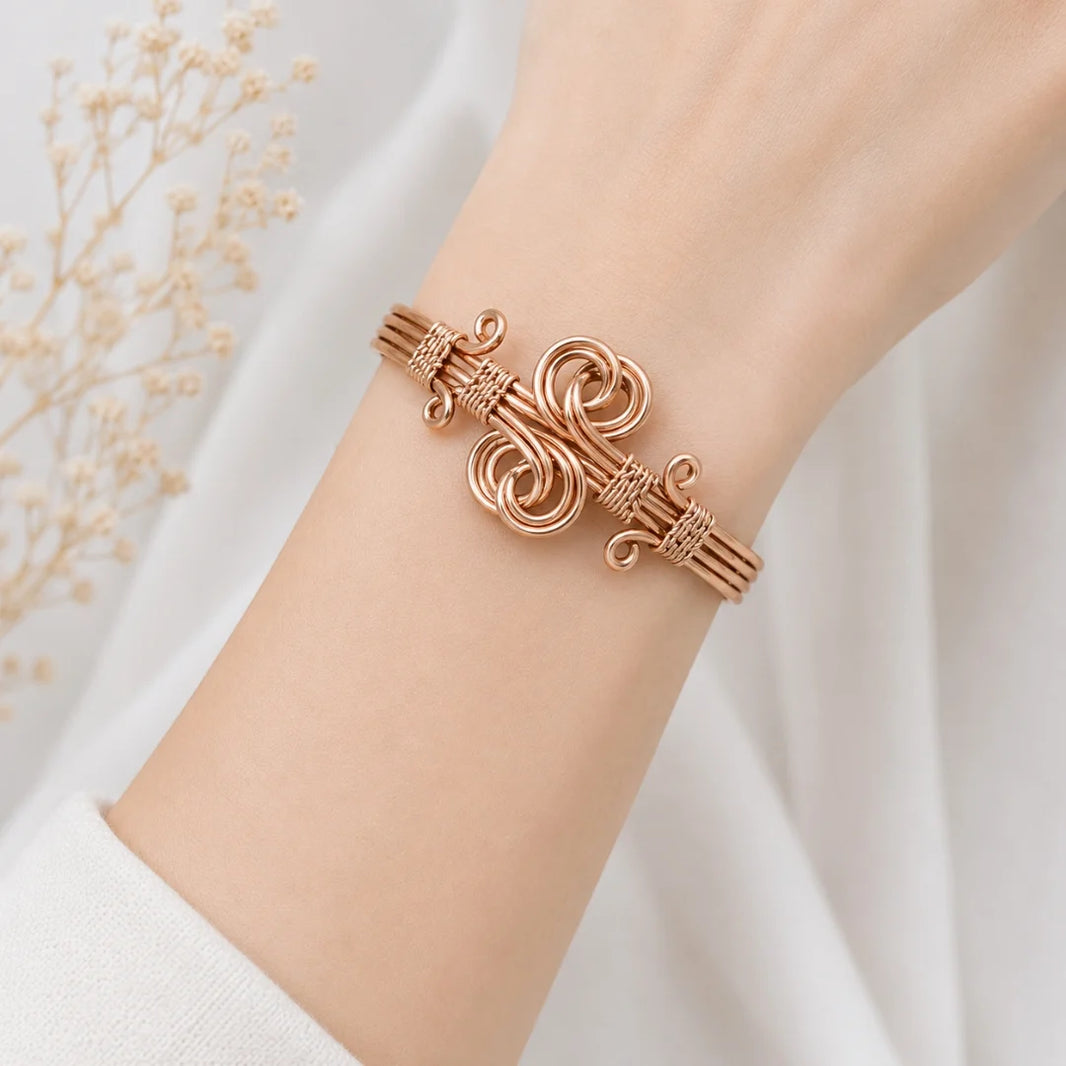 Designer Copper 8 Kada for Women – Beautifully Carved Ayurvedic Copper Bracelet