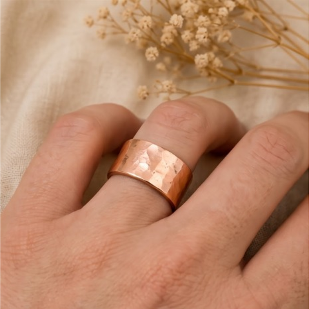 Hammered Copper Ring — Adjustable, Unisex – image 2