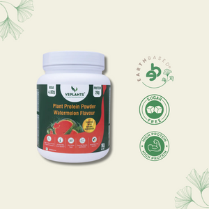 Vegan Protein Powder (1KG) (Watermelon)| Muscle Growth | 26g Pea & Brown Rice Isolate| Complete Amino Acid Profile| 4.82g BCAA| Monk Fruit Extract| Multivitamins, Minerals| No Added Sugar. | Veplants - EarthBased 
