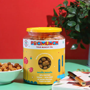 PROMUNCH Roasted Soya Snack | Vegan |Gluten-Free | Flavor: Noodle Masala 300 g Pack of 1 - EarthBased 