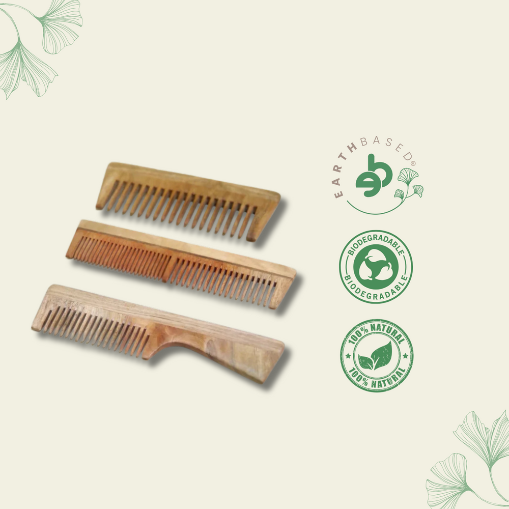 Green Foot Print Neem Wood Comb - EarthBased 