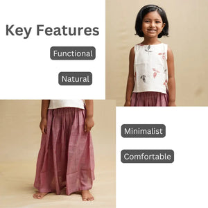 Twirl and Top' - Girls' Leaf Print Crop Top with Long Skirt - EarthBased 