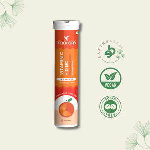 Zaocare Vitamin C & Zinc Effervescent Tablets For Glowing Skin | Immunity Booster | For Men & Women - EarthBased 