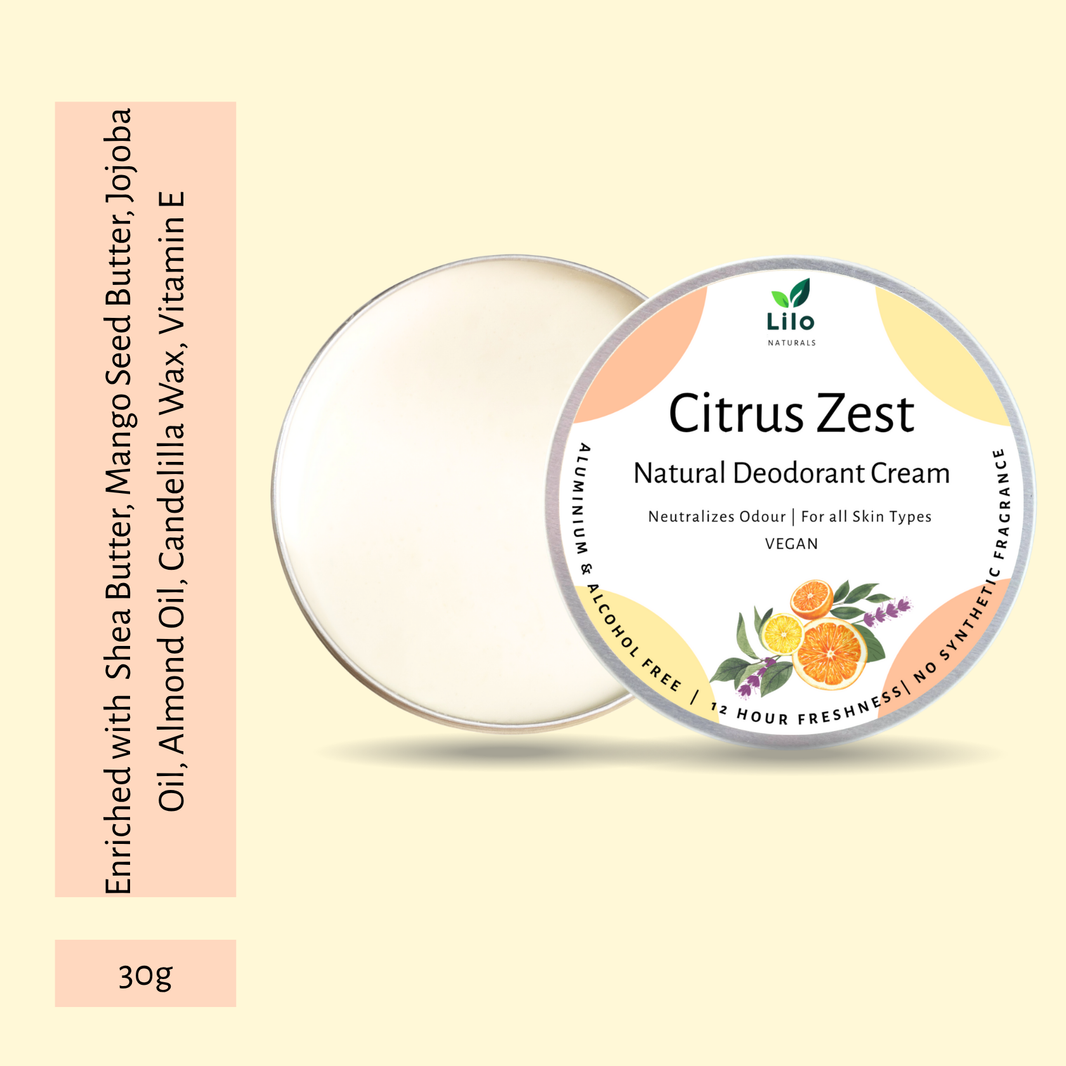 Natural Deodorant Cream| Citrus Zest | Enriched with Shea Butter, Mango Butter, Jojoba & Almond Oil - EarthBased 