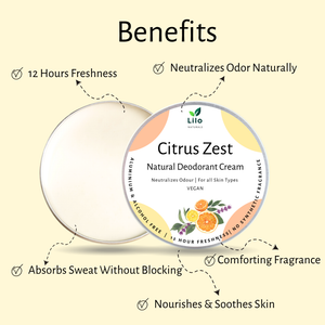 Natural Deodorant Cream| Citrus Zest | Enriched with Shea Butter, Mango Butter, Jojoba & Almond Oil - EarthBased 