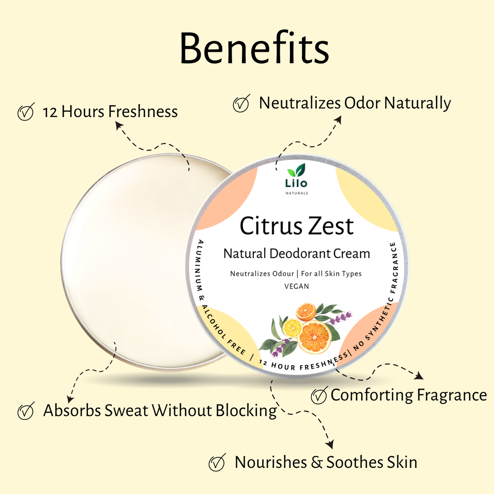 Natural Deodorant Cream| Citrus Zest | Enriched with Shea Butter, Mango Butter, Jojoba & Almond Oil - EarthBased 