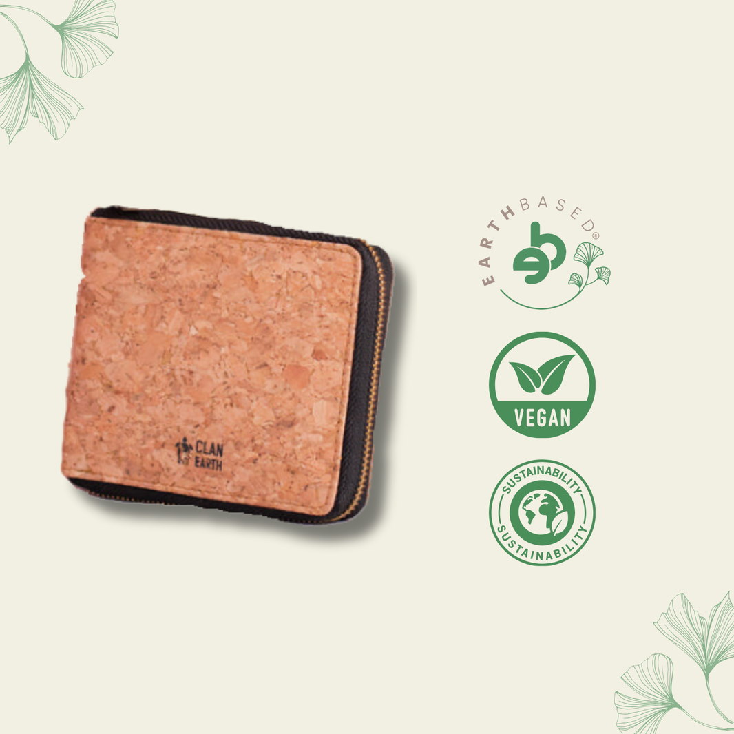 Kiwi Cork Zip Wallet - Tan | Clan Earth - EarthBased 