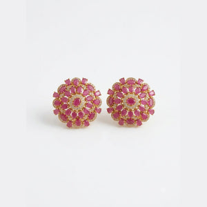 Ruby Flower Studs - view 2