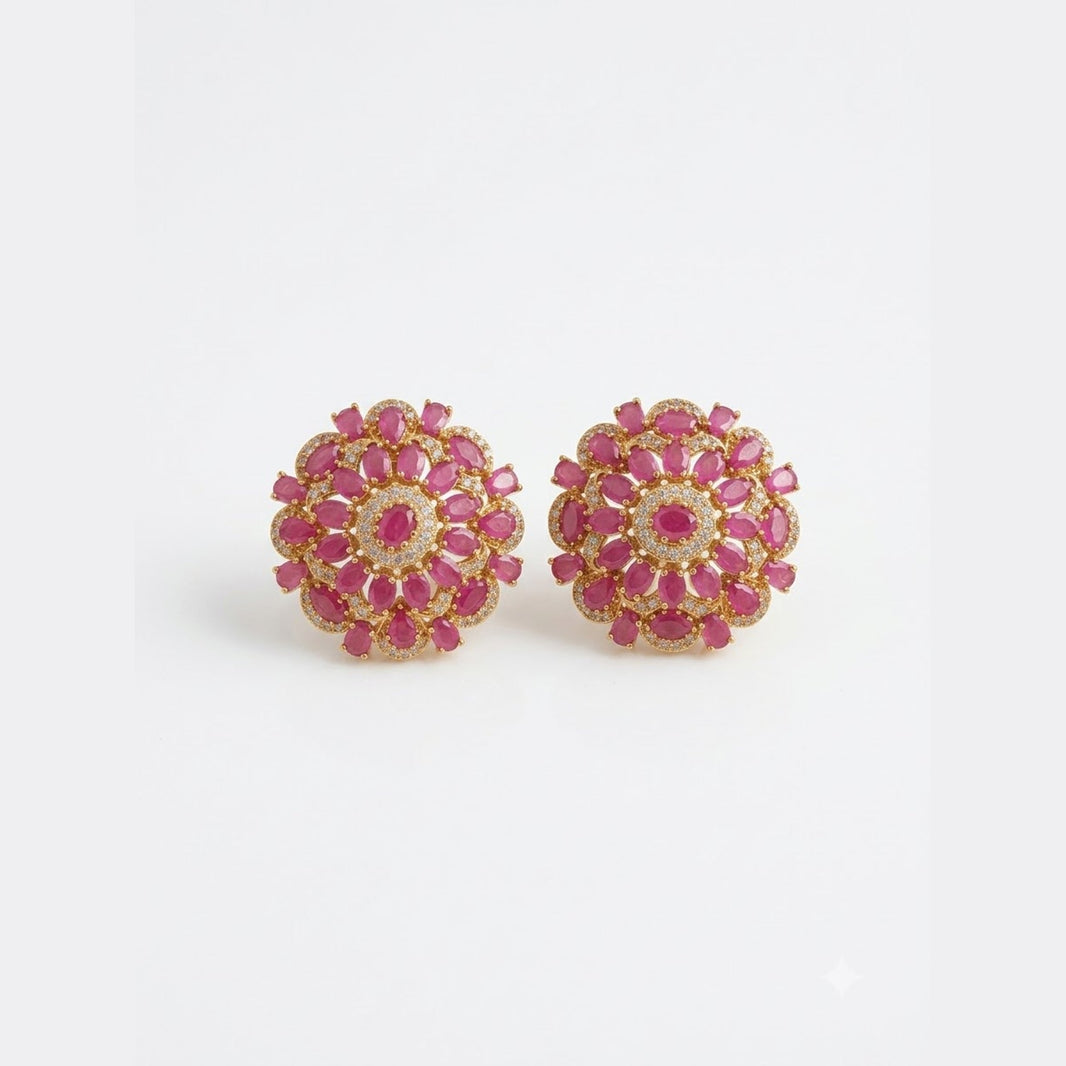 Ruby Flower Studs - view 2
