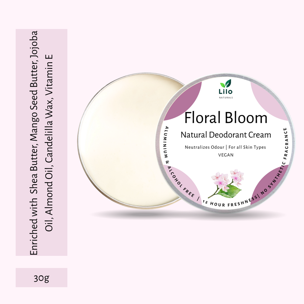 Natural Deodorant Cream | Floral  Bloom | Enriched with Shea Butter, Mango Butter, Jojoba & Almond Oil - EarthBased 