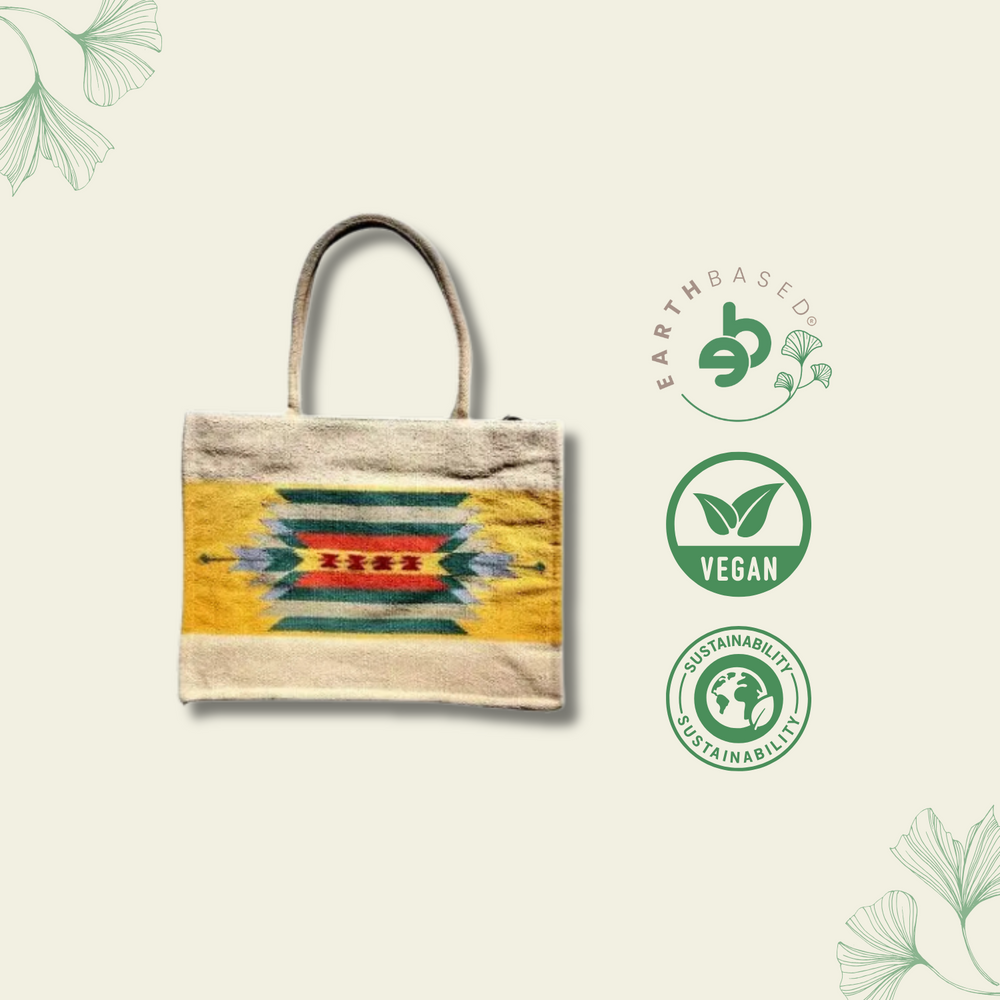 Craftinence Women Boho Sutra Marigold tote handbags for women - Handmade Artisanal Eco-Friendly Upcycled Cotton Handbag - EarthBased 