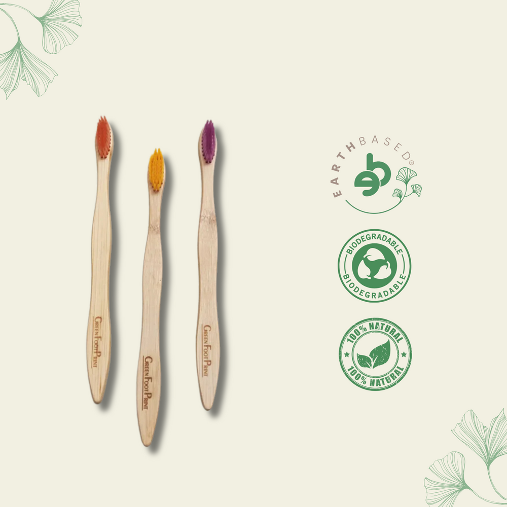Natural Bamboo Toothbrush (Assorted)- pack of 2 - EarthBased 