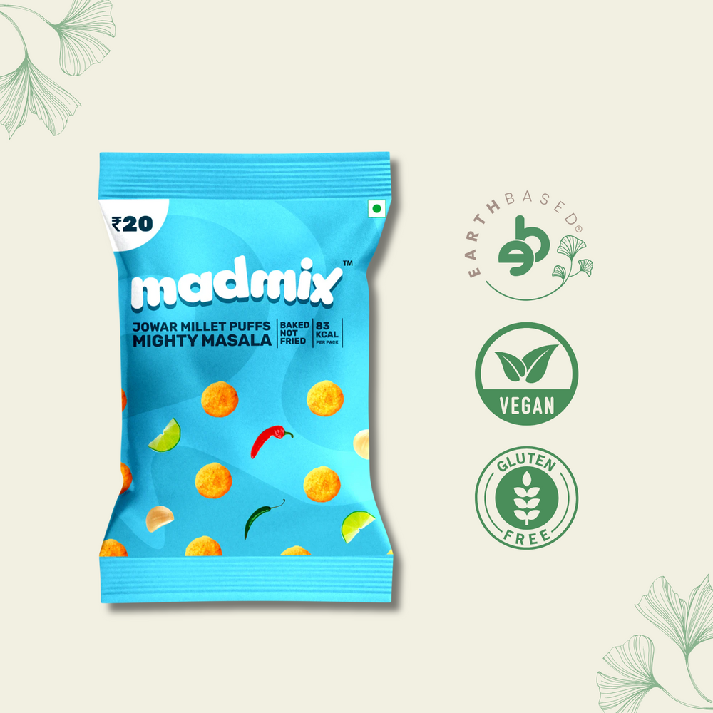 Jowar Millet Puffs Mighty Masala | Pack of 10 - EarthBased 