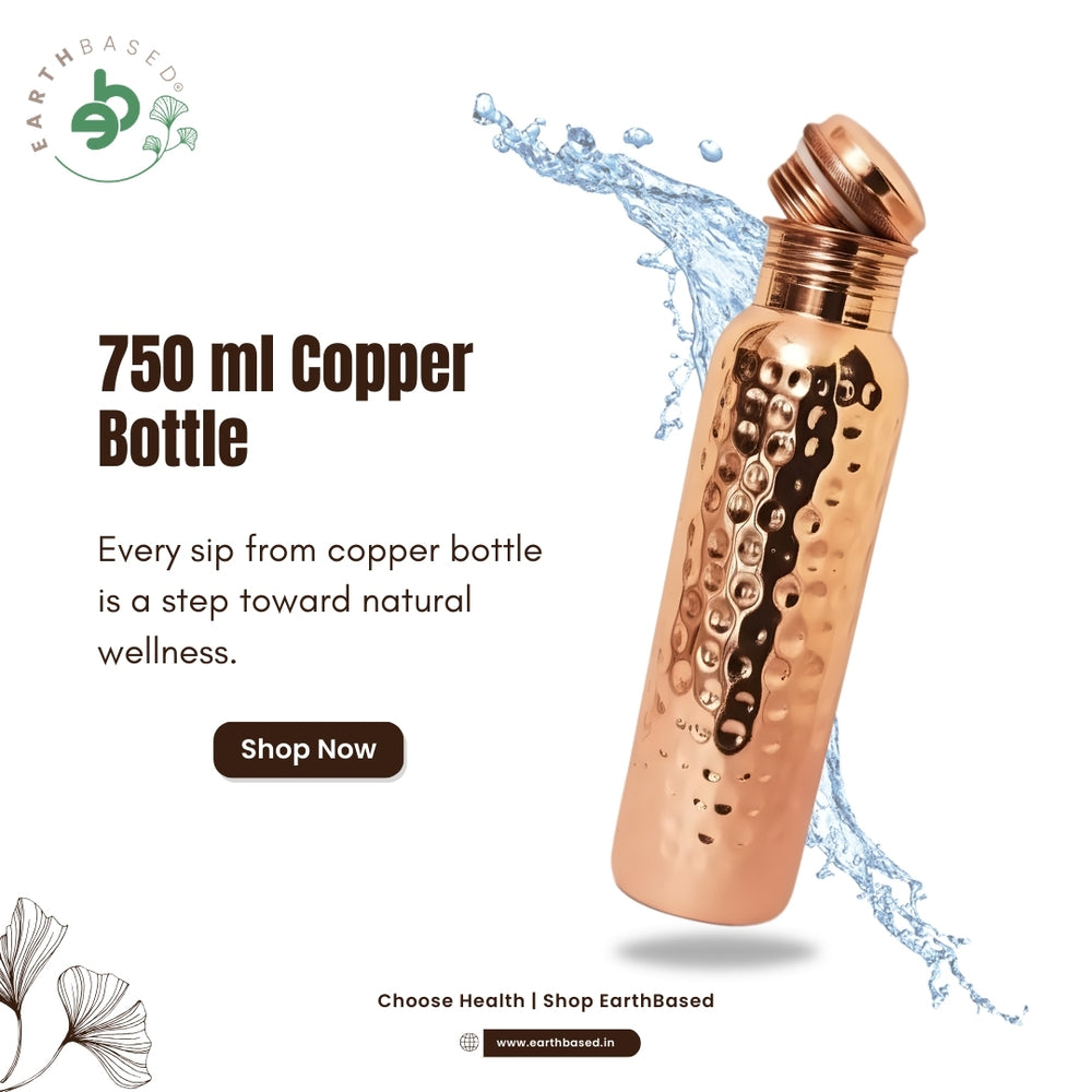 750 ml Copper Bottle (with Cleaning Brush) - EarthBased 