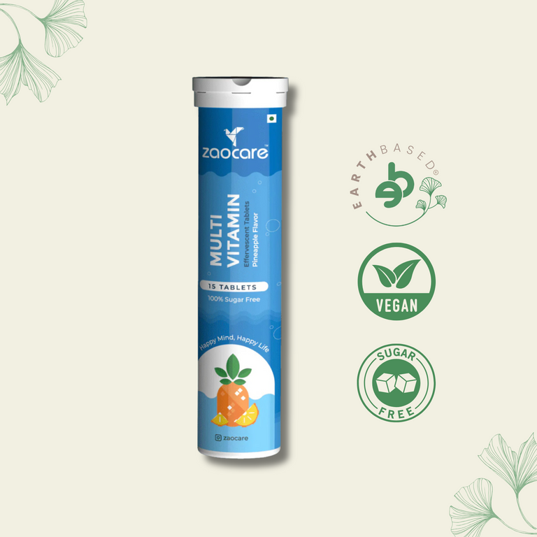 Zaocare Multivitamin Effervescent Tablets For Men & Women | Plant Based Supplements | For Overall Health - EarthBased 