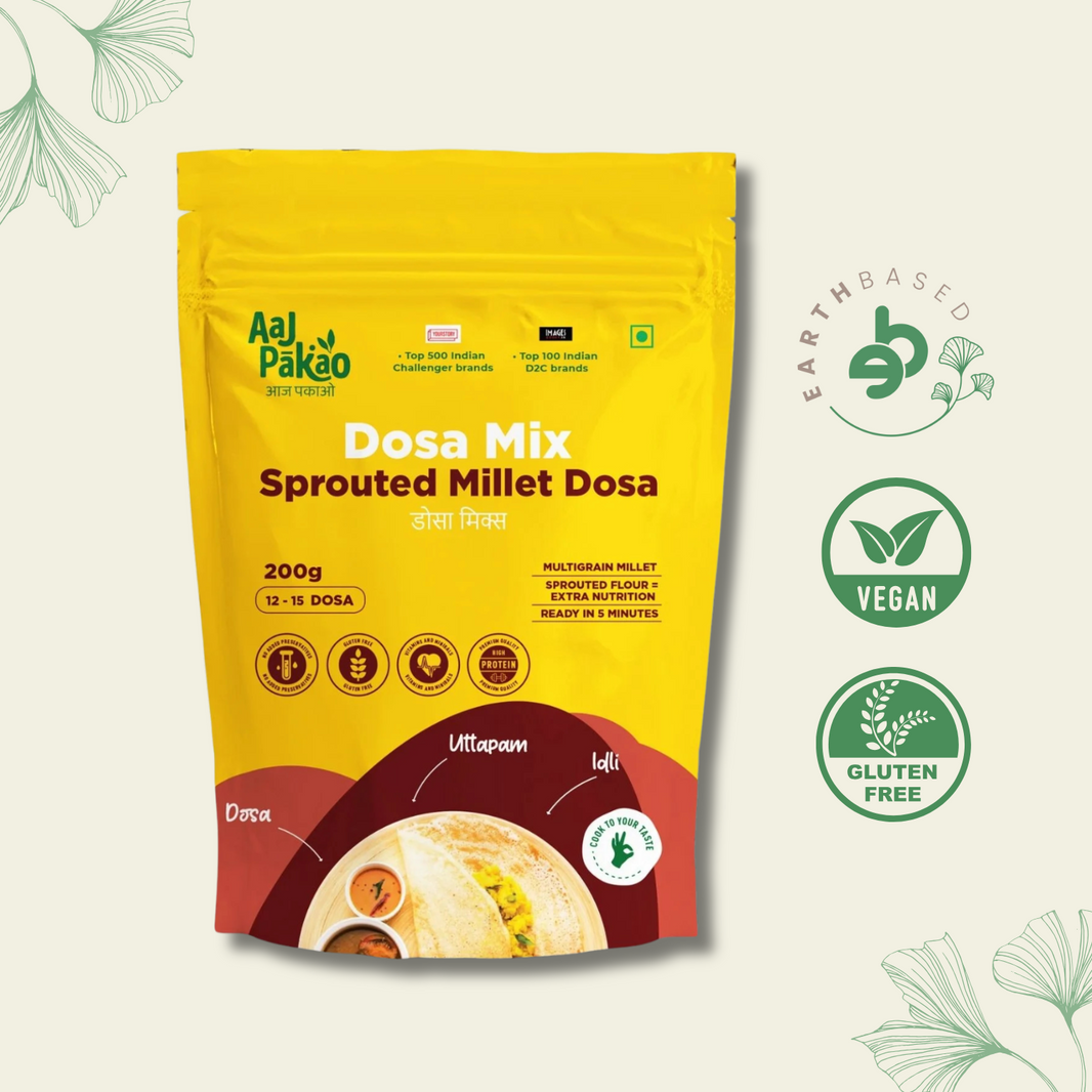 Aaj Pakao - Instant Millet Dosa Mix Flour | 200gms | 100% Natural, No Preservatives | 1 Pack - EarthBased 