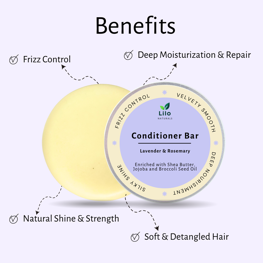 Solid Conditioner Bar for Dry & Frizzy Hair | Enriched with Shea Butter, Jojoba & Broccoli Seed Oil |