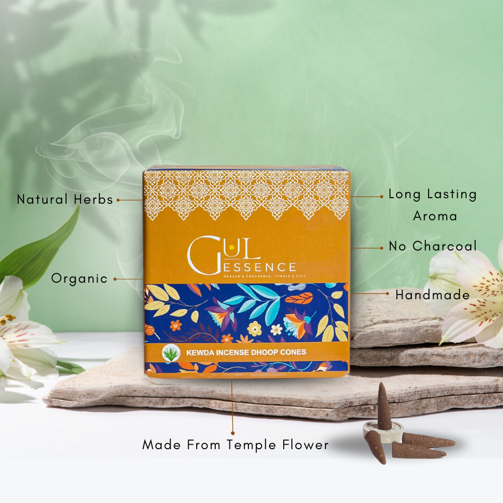 Kewda Dhoop Cones | Made from Temple Flower | Gulessence - EarthBased 