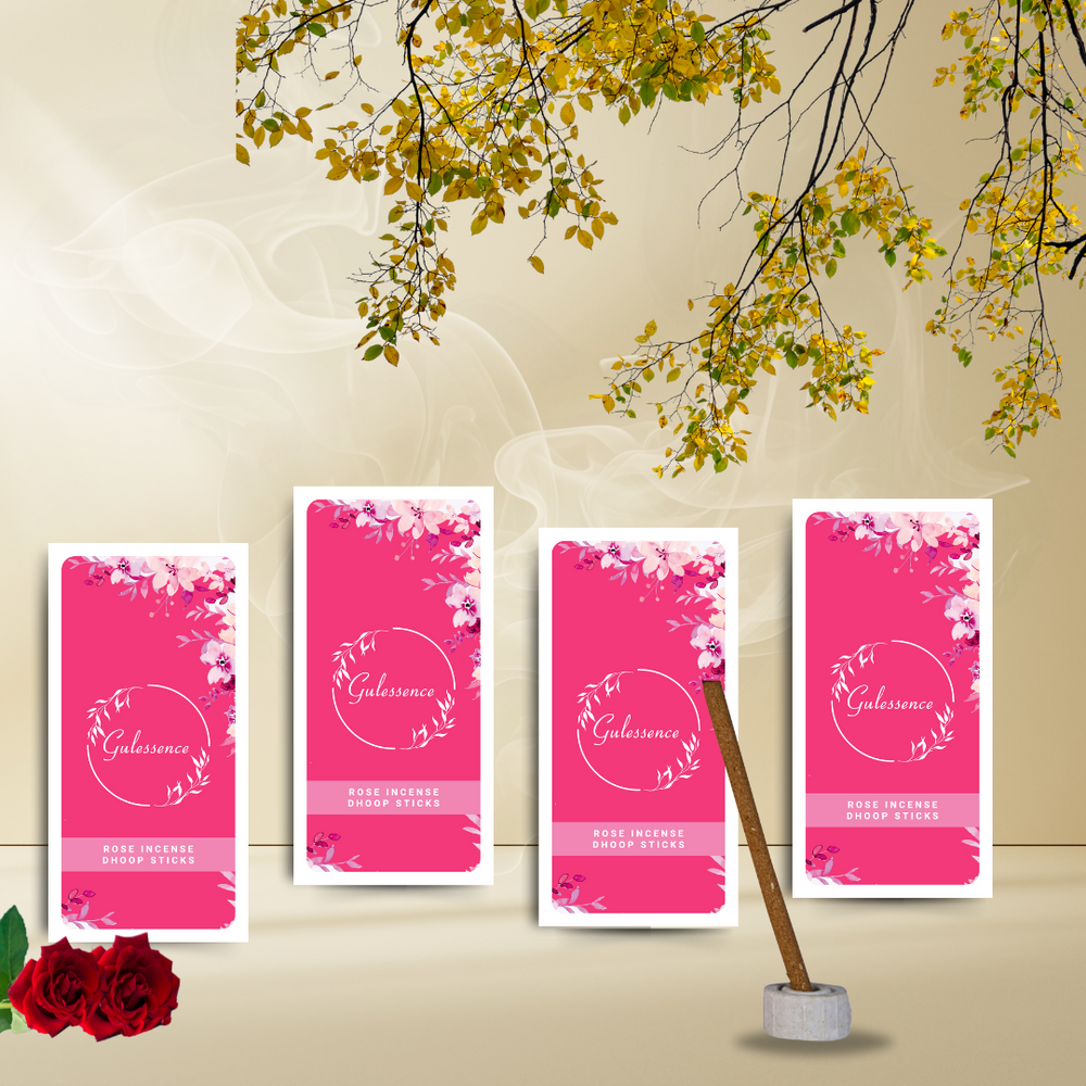 Rose Bamboo less Dhoop Sticks | Made from Temple Flower | Gulessence - EarthBased 