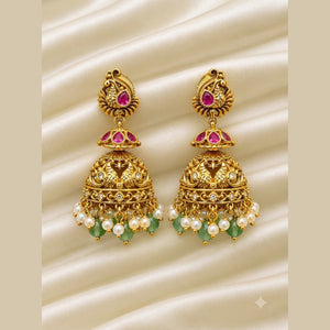 Peacock Jhumka Earrings - view 2