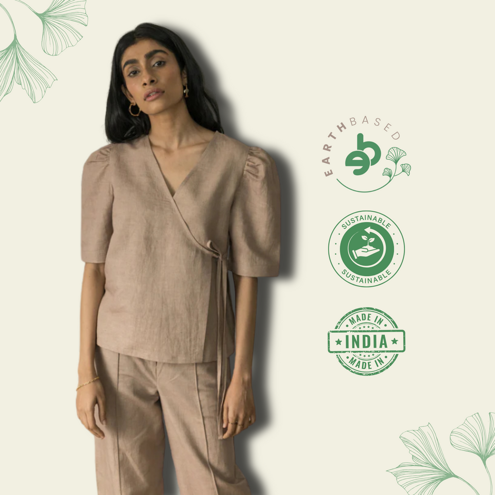 PUFF SLEEVE WRAP TOP - EarthBased 