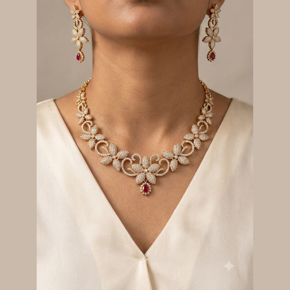 Sparkle Flower Necklace Set