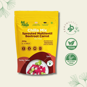 Aaj Pakao - Sprouted Multi Lentil Beetroot Carrot Instant Chilla Mix | 200gms | Mixed Sprouted Beans & Millets | High Protein | No Preservatives | 1 Pack - EarthBased 