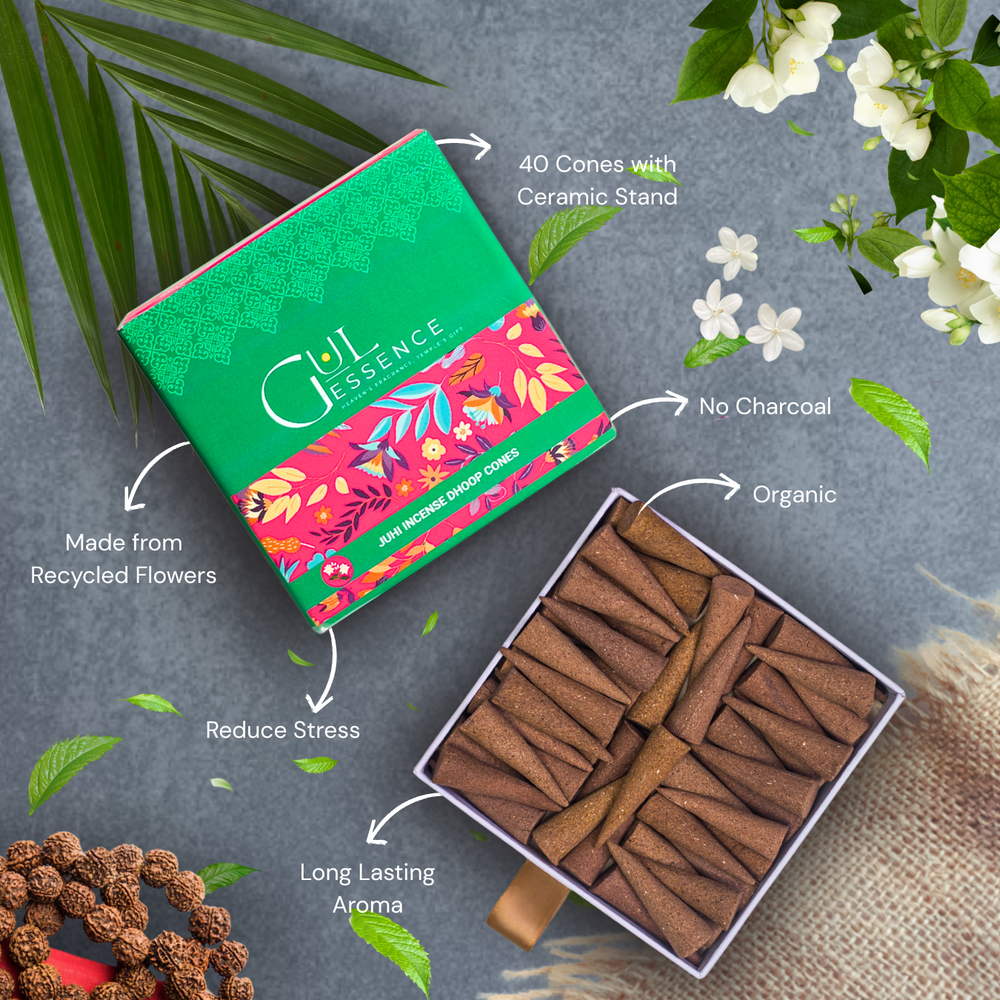 Juhi Dhoop Cones | Made from Temple Flower | Gulessence - EarthBased 