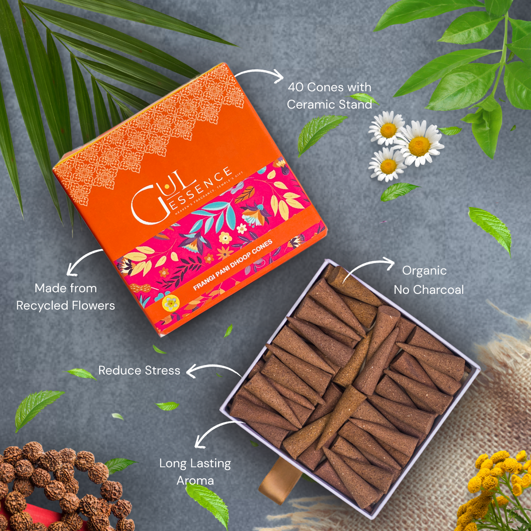 Firangipani Dhoop Cones | Made from Temple Flower | Gulessence - EarthBased 