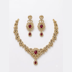 Ruby Flower Necklace Set - view 2