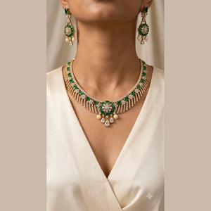 Emerald Fringe Necklace Set - view 2