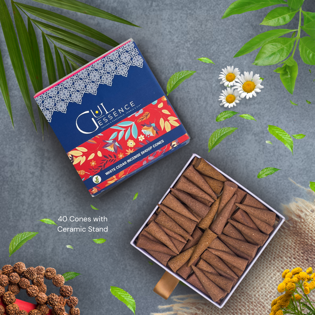 White Cedar Dhoop Cones | Made from Temple Flower | Gulessence - EarthBased 