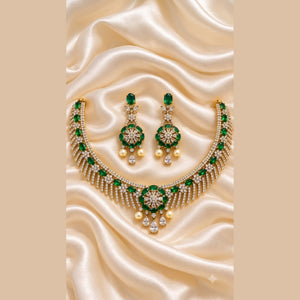 Emerald Fringe Necklace Set - view 3
