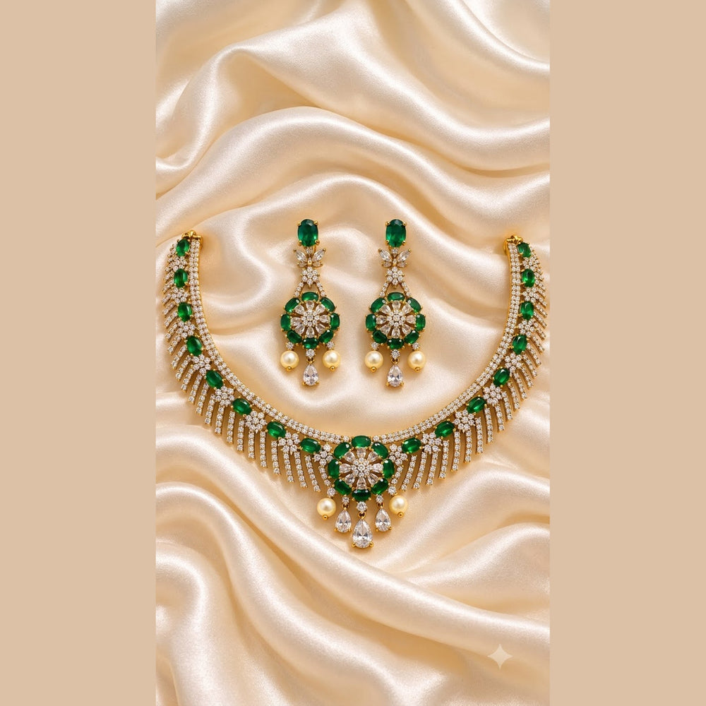 Emerald Fringe Necklace Set - view 3