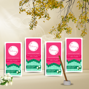 Jasmine Bamboo Less Dhoop Sticks | Made from Cow dung & Temple Flower | Gulessence - EarthBased 