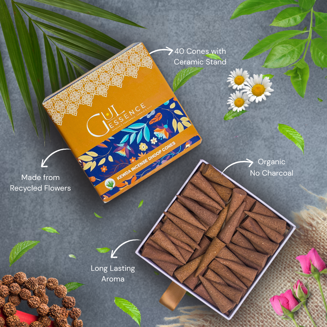 Kewda Dhoop Cones | Made from Temple Flower | Gulessence - EarthBased 