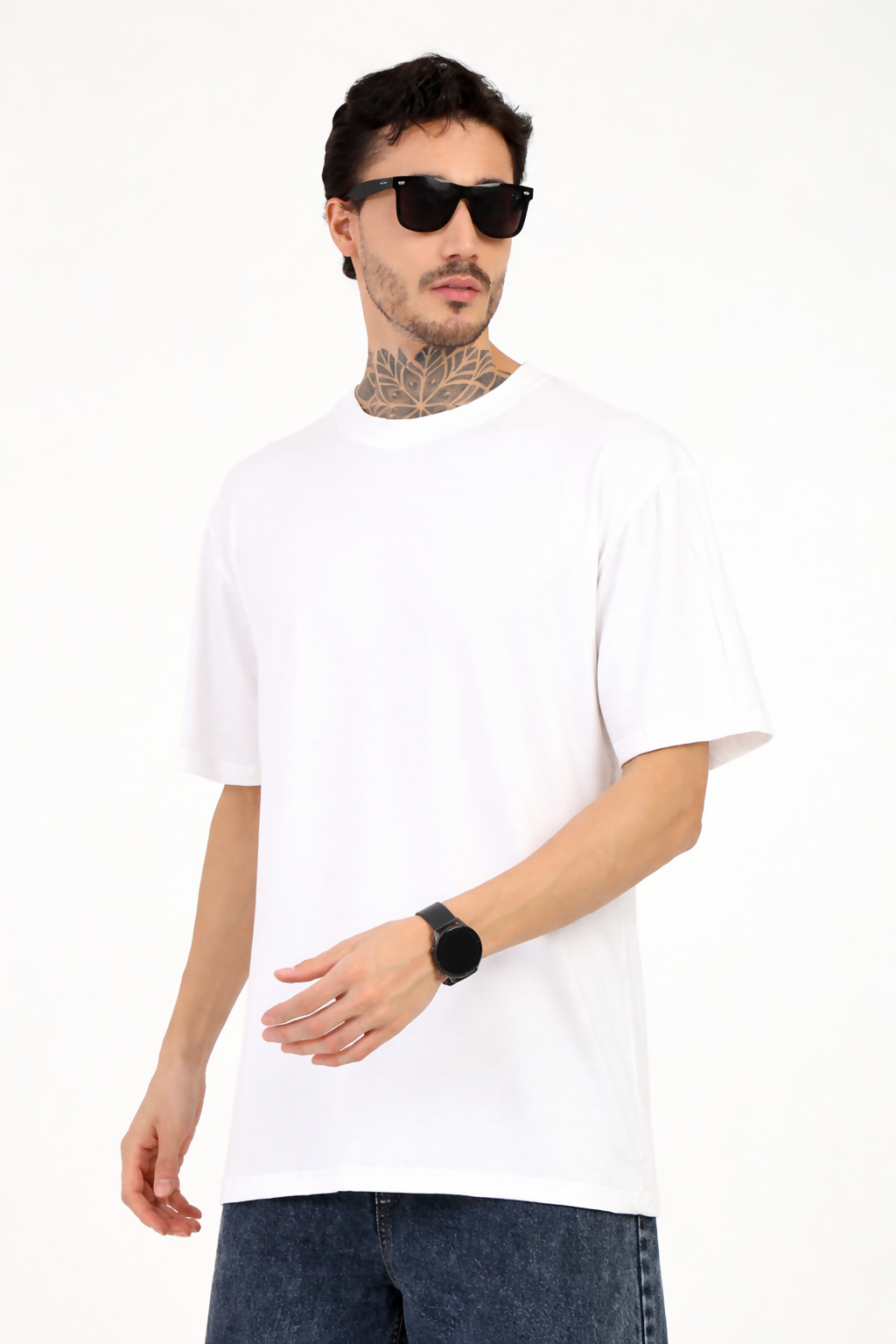 Men Oversized Bamboo Plain T-Shirt – Soft, Breathable & Sustainable Fit | White