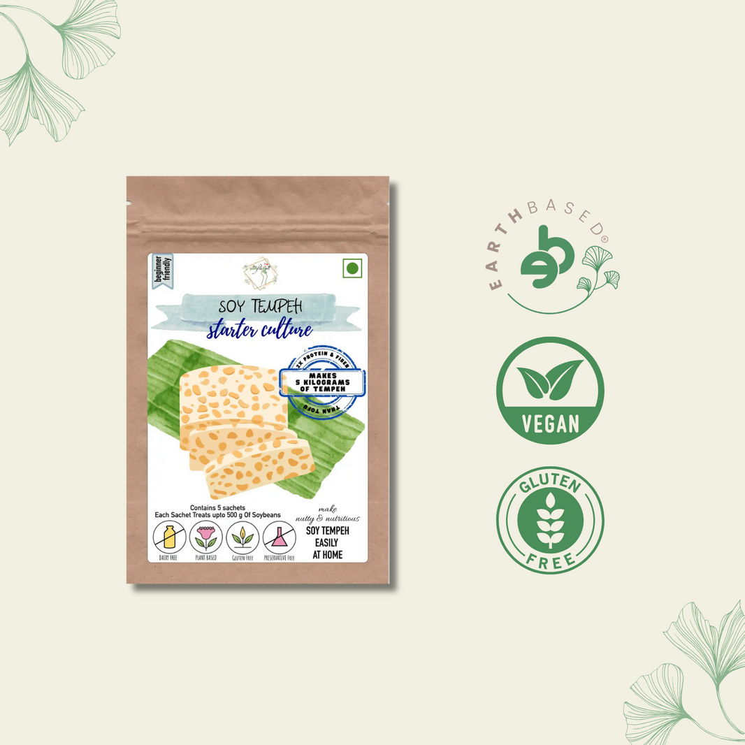 Soy-Based Tempeh Starter Culture | Make Indonesian Tempeh at Home | Easy-to-Use Instructions Included | Makes 5 Kilograms of Soy Tempeh by Posh Flavors - EarthBased 