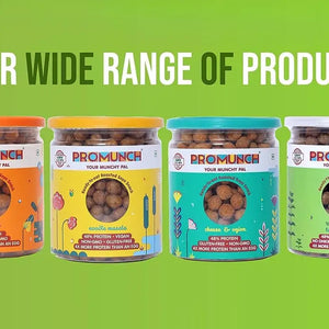 PROMUNCH Soya Snack |Gluten-FreePack of 3 Flavour: Noodle MasalaTangy Pudina & CheeseOnion -150G - EarthBased 